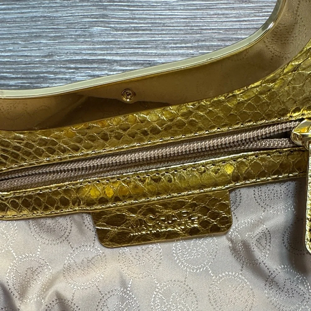 Michael Kors Metallic Gold Snakeskin Clutch handbag